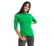 STAR FASHION Womens Polo Neck Jumper Tops Long Sleeve Ladies Roll Turtle Neck Plain Knitted Pullover Sweatshirt for Ladies Stretch Lightweight Sweater Top Green 16-18