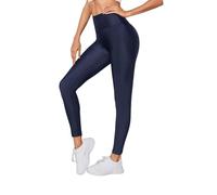 STAR FASHION Womens Shiny American Elasticated Waist Stretchy Disco Leggings Dance Ladies Wet Look Pants Slim Fit Clubwear Tights Partywear PVC Yoga Pants Navy 12-14