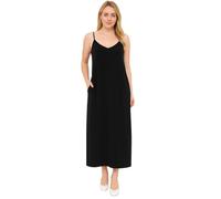 STAR FASHION Women's Sleeveless Pocket Cami Maxi Dress Soft Stretch Fabric Ladies V-Neck Summer Holiday Loose Fit Sundress Black-XL