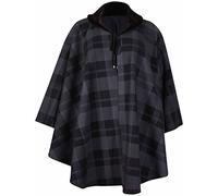 STAR FASHION Womens Tartan Check Print Ladies Faux Fur Fleece Collar Poncho Cape Plus Size 14-34 Dark Grey
