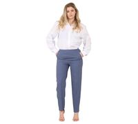 STAR FASHION Womens Two Tone Work Trousers Straight Leg Bi Stretch Elasticated Waist Office Pants Ladies Formal Catryan Tritonic Trousers Bottoms with Pockets Denim-16-S