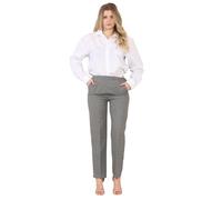 STAR FASHION Womens Two Tone Work Trousers Straight Leg Bi Stretch Elasticated Waist Office Pants Ladies Formal Catryan Tritonic Trousers Bottoms with Pockets Grey-20-R
