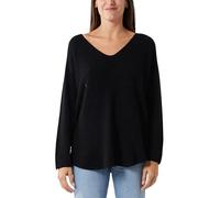 STAR FASHION Womens V-Neck Soft Knit Jumper with Raw Edge Sweatshirt Ladies Long Sleeve Knitted Sweater Pullover Winter Black