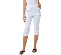 STAR FASHION Womens Zip Detail Capri Trousers Ladies 3/4 Cropped Shorts Elasticated Summer Jogging Pants Jogger UK 8-26 White