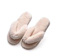 STAR FIRE Flip Flops for Women, Comfortable Plush indoor Slippers(beige, numeric_6)