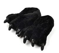 STAR FIRE Unisex Leopard Paw Slippers Bear Paw Slippers Comfortable Warm (36-43 EU, Black)