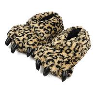 STAR FIRE Unisex Leopard Paw Slippers Bear Paw Slippers Comfortable Warm (36-43 EU, Khaki)