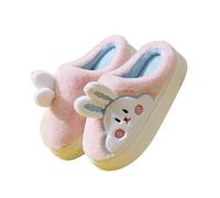 STAR FIRE Women's & Men's Rabbit Slippers - Adult Unisex Cotton Slippers - Pink - Size 6 UK - Winter Warmth - Fuzzy Slip-On - Animal, Star Theme
