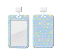 Star Flower Seamless Id Badge Holder with Lanyard-Vertical Card Protector Clear Abs Hard Shell, Retractable Reel for Work Office