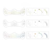 Star Freckle Tattoo Stickers for Face, Gold, Silver and Multicolour, 6.1x1.97 Inch, 6 PCS
