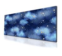 Star Gaming Mouse Pad Night Sky Large Desk Mat, 31.5x11.8 Inch Mousepad Extended Non-Slip Rubber Base Keyboard Mat with Stitched Edges for Desk Home Office