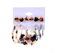 Star Geometric Post Earrings Lightweight Acrylic Material | Leopard print pattern, bold fashion statement, retro aesthetic, lightweight acrylic, brown color