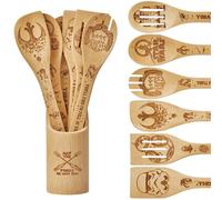 Star Gifts Kitchen Decor Accessories Wooden Spoons for Cooking,7PCS war Gifts Bamboo Utensils Spatulas Nonstick Cookware for women,House Warming Presents,Birthday Gift