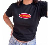 Star Girl Weekend Baby Tee Ladies Black Y2K Cropped Fitted Fan Top - XXL