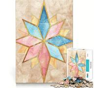 Star Gold Glass Deco 1000 Pieces Jigsaw Puzzles for Adults Thought Toy Calming Play Precise Edge Heartfelt Gift 38x52cm