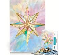 Star Gold Glass Deco 1000 Pieces Jigsaw Puzzles for Teenagers Boost Memory Stress Release Premium Cut Cherished Gift 38x26cm
