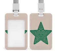 Star Green Id Badge Holder with Lanyard, Clear Vertical Card Protector Waterproof, Breakaway Safety Neck Strap, Heavy Duty Name Tag Holder for Nurse Teacher Officer Staff Women Men