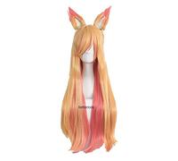 Star Guardian the Nine Tailed Fox Ahri Gumiho Cosplay Wig 100cm Long Heat Resistant Synthetic Hair Wig + Wig Cap + Ears