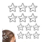 Star Hair Clips 12 Pcs Silver Snap Hair Barrettes Y2K Accessories Kawaii Hair Clips for Girls, Barrettes Women, Girls