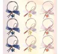 Star Hair Tie 10pcs Metal Polyester and Rubber Simple Design | Hair Banding and Decoration, Everyday Wear for Women, Stylish Brief Profile, Pack of Ten Random Color
