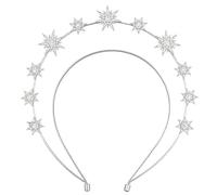 Star Halo Crown Crystal Headband, Rhinestone Goddess Tiara for Wedding Bridal, Silver Glitter Hair Accessory for Women Girls