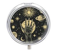 Star Hand Planet Pill Case Box with 3 Compartment Medicine Vitamin Organizer for Purse Pocket 5x5cm