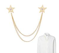 Star Hanging Chain Suit Pins for Men Suit Gold Silver Star Rhinestone Crystal Brooch Lapel Pins for Men Collar Chain Pin, One size, Alloy Steel, no gemstone