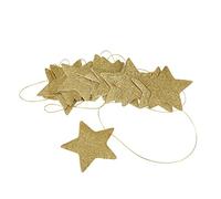 Star Hanging Decoration, 8cm Stars Sparkling Rooms Decor 2.5m Long with Syrian Leather Hanging Stars for Wall Ceiling Window Christmas New Year Parties (Gold