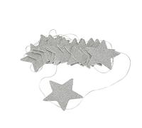 Star Hanging Decoration, 8cm Stars Sparkling Rooms Decor 2.5m Long with Syrian Leather Hanging Stars for Wall Ceiling Window Christmas New Year Parties (Silver