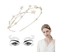 Star Headband, Silver Headband Women's Glitter, Headband Stars Gold, Attachment 1 Piece Face Tattoo Glitter, Hair Accessories Wedding, Christmas Hair Accessories, Hair Accessories for Festival Women's