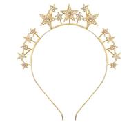 Star Headbands for Women Girls, Bling Shining Reinstone Christmas Headband Star Headband Crown Star Rhinestone Hair Hoop Wedding Hair Accessories for New Year Party Festival Prop Y4XXFG (Gold)