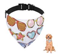Star Heart Round Sunglasses Dog Bandana with Adjustable Strap D Ring Dog Neckerchief Pet Bibs Triangle Pet Triangle Neckerchief Accessories Puppy Dogs Cats Decor Machine Washable