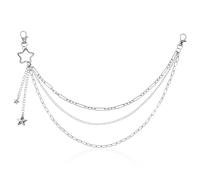 Star Hollow Pants Chain, Stainless Steel Chain Belt Multi-Layer Jean Chains Pocket Chains Streetwear Punk Jewelry Cloth Accessories for Women Men Biker Hip Trousers Universal Sizes (Sliver)