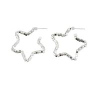 Star Hoop Earrings for Women Gold/Silver Star Beaded Earrings Trendy Lightweight Hypoallergenic Jewelry, L, Metal, No Gemstone