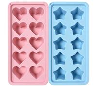 Star Ice Cube Tray, Heart Ice Cube Tray, 2pcs Silicone I-ce C-ube T-ray, Nlsqw Silicone I-ce C-ube Moulds, Two S-ilicone Molds, for Cocktails and DIY Desserts, Valentine's Day