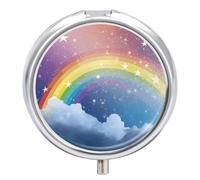 Star in Rainbow 3 Compartment Pill Box, Small Travel Pill Box for Wallet and Pocket, Portable Daily Pill Organizer for Holding Supplements Vitamins