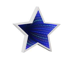 Star Infinity Tunnel Light Mirror Coloured LED's 12" x 12" White