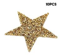 Star Iron On Patches, 10Pcs Star Hot Rhinestones Sticker Iron On Star Patches 10Pcs Star Shape Rhinestone Patches Hot Melt Adhesive DIY Clothes Phone Decoration Accessories (Gold)