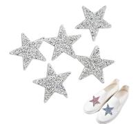 Star Iron On Patches, 5 Pcs 6cm Silver Resin Shiny Rhinestone Five Pointed Star Hot Melt Adhesive Iron On Patches DIY Clothing for Garment, Bags, Hats & Daily Handmade