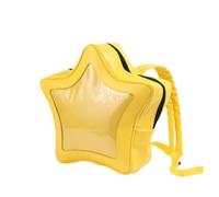 Star Kawaii Backpack PU Leather Bag Backpack Y2k Shoulder Bag Aesthetic Cute Backpack (Yellow,40 * 37 * 13)