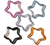Star Key Ring, Star Carabiner, 10PCS Multicolor Cute Carabiner Spring Snap Key Ring Aluminum Keychain Clip for Camping Traveling, Keychain Clip