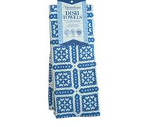 Star Kitchen & Home The Gleam Team French Terry Dish Towel Blue Italian Tile Set/2