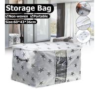 (Star Large) Portable Non-woven Storage Bag Clothes Space Saver Quilt Blanket Organizer