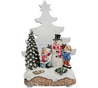 Star LED-Christmas scene Santa with children green LED, ca. 14 x 8 cm, battery operated, four colour box with,