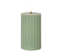 Star LED Pillar Candle Green 15 x 7.5 cm - Flickering LED Candle Made of Real Wax for Indoor Use, Timer Function, Battery Operated and Realistic Flame Look, Safe Decoration