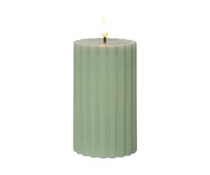 Star LED Pillar Candle Green 15 x 7.5 cm - Flickering LED Candle Made of Real Wax for Indoor Use, Timer Function, Battery Operated and Realistic Flame Look, Safe Decoration