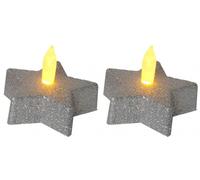 Star LED-Table Decoration "Tealight ", Silver star, 2 Pieces, Flickering, incl. Batteries Blister with,
