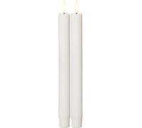 Star LED Taper Candles with Timer Function, Set of 2 Real Wax Taper Candles, Flickering Warm White Light, Battery Operated, Flameless, Decoration for Home and Wedding