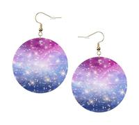 Star Light Printed Leather Earring Set For Women, 1 Pair Lightweight Bohemian Pierced Earrings Jewelry Gift For Women Girls