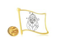 Star Line Combination Juxtaposition Golden Metal Flag Lapel Pin Badge
